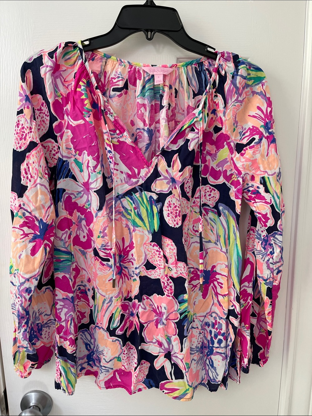 Lilly Pulitzer Multicolor Floral Top in Pink & Navy